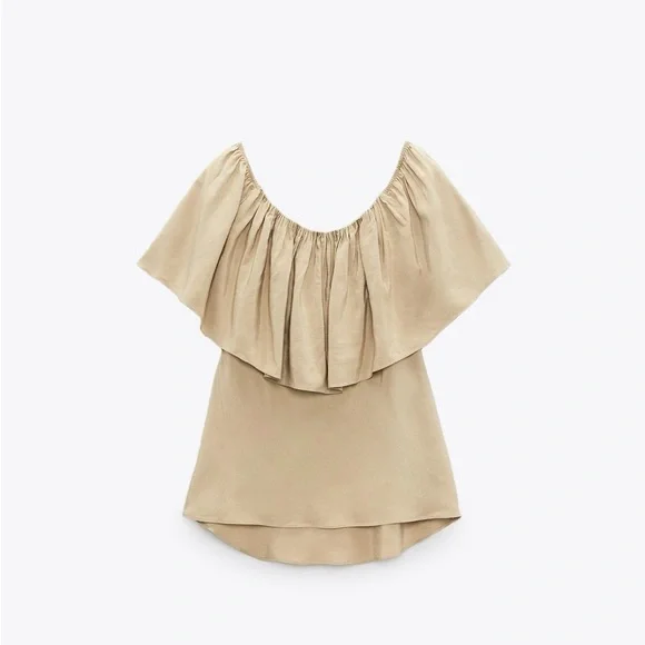 Zara Off-Shoulder Ruffle Top Blouse Shirt New With Tags!
